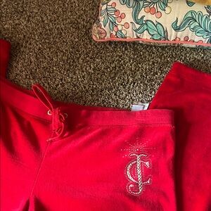 Juicy Couture Red Sweatpants with Rhinestone Detail